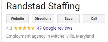 randstad staffing google review